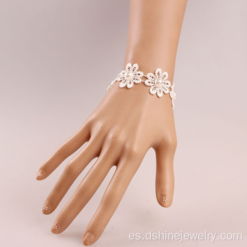 Margarita blanca de encaje de pulsera para mujeres personalizados pulseras